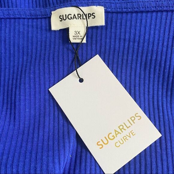NWT Women’s Sugarlips blue Ruffle Strap Knit Tank Size 3X - Picture 5 of 7